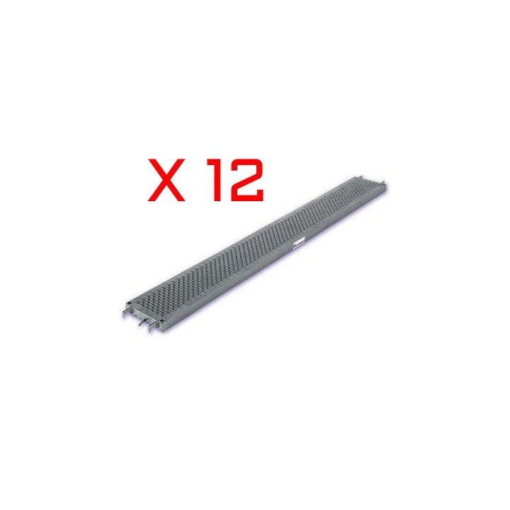 Lot de 12 planchers acier 3m x 0.36m Tubesca-Comabi distribu&eacute; par France Echafaudage