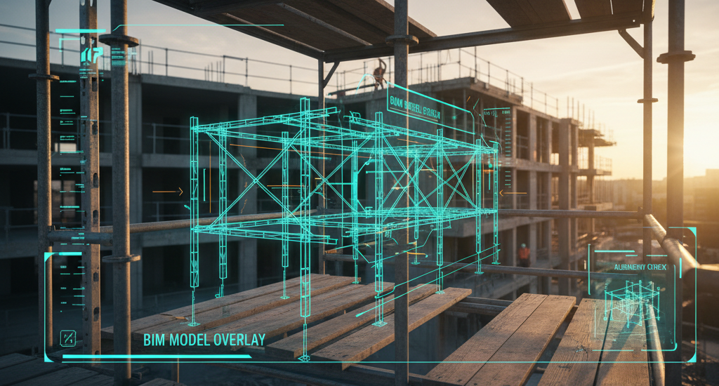 &Eacute;chafaudage avec superposition en R&eacute;alit&eacute; augment&eacute;e BTP (BIM)
